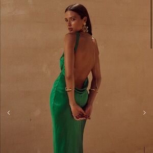 Green gown, low plunge back